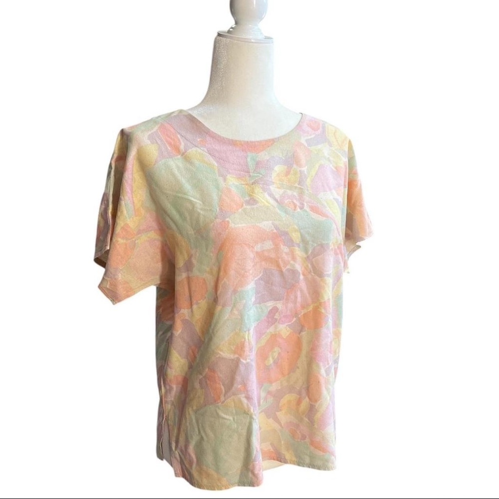 George Georgiou 80’s vintage multi-coloured floral print short sleeve blouse